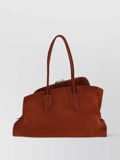 Attico Rectangular Suede Finish Double Handles Shoulder Bag