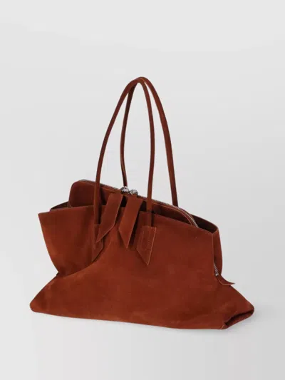 Attico Rectangular Suede Finish Double Handles Shoulder Bag