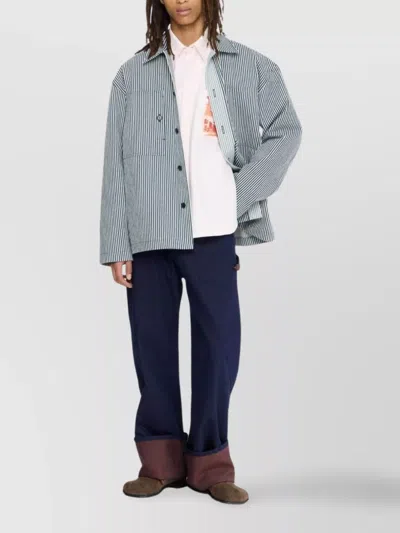 Jw Anderson Striped Pattern Front Pockets Long Sleeves Jacket In Gray