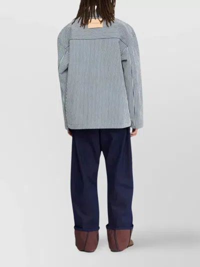 Jw Anderson Striped Pattern Front Pockets Long Sleeves Jacket In Gray