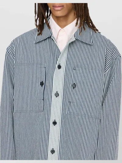 Jw Anderson Striped Pattern Front Pockets Long Sleeves Jacket In Gray