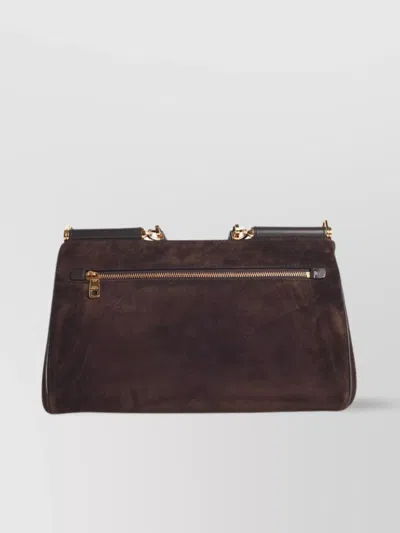 Dolce & Gabbana My Suede Tote Bag Decorated With A Sicily Padlock In Brown