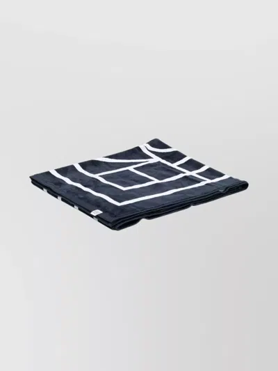 Totême Monogram Organic Cotton Beach Towel With Geometric Pattern In Blue