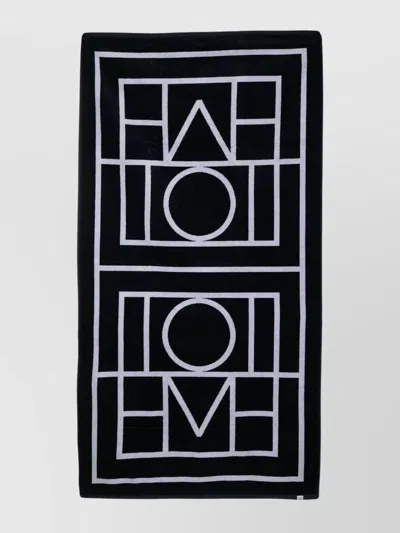 Totême Monogram Organic Cotton Beach Towel With Geometric Pattern In Blue