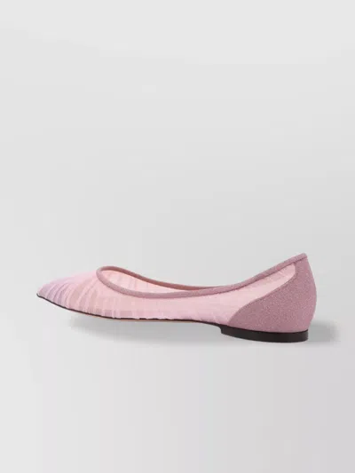 Jimmy Choo Glittered Tulle Ballerinas Pointed Toe