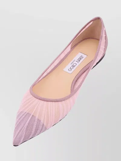 Jimmy Choo Glittered Tulle Ballerinas Pointed Toe