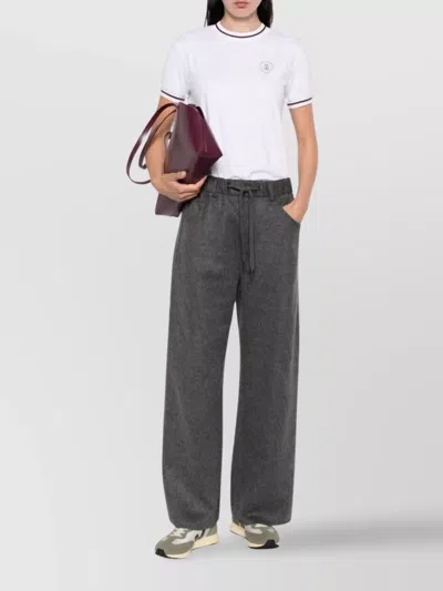Brunello Cucinelli Women Wool Drawstring Trousers In Gray