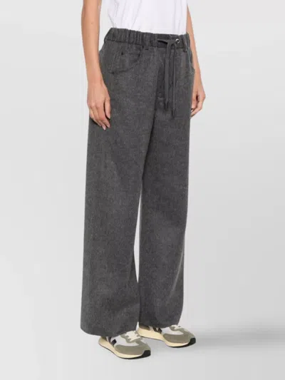 Brunello Cucinelli Women Wool Drawstring Trousers In Gray