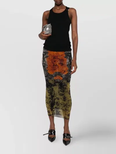 Jean Paul Gaultier Medallion-print Mesh Maxi Skirt
