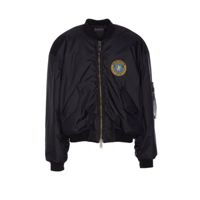 Balenciaga Men Bomber Jacket With Logo In Black