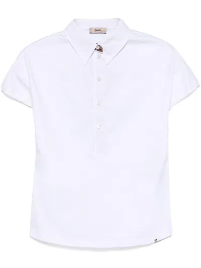 Herno White Cotton Polo Shirt With Classic Collar In White