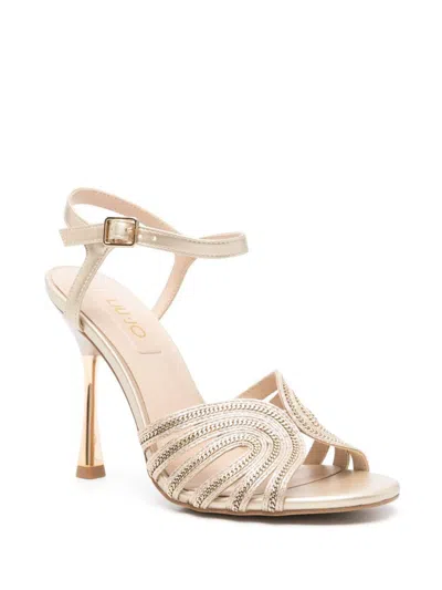 Liu •jo Liu Jo Gold-tone Sandals With High Tapered Heel