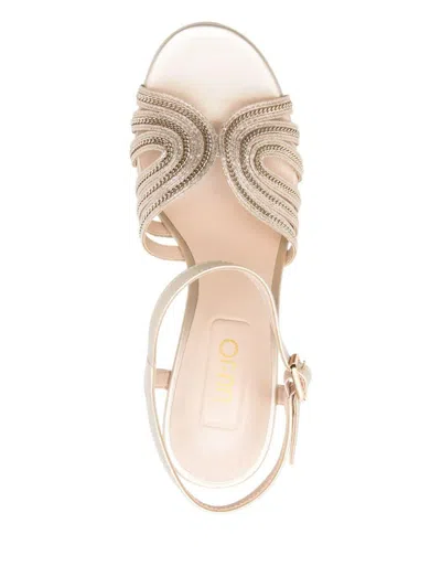 Liu •jo Liu Jo Gold-tone Sandals With High Tapered Heel