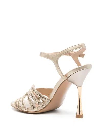 Liu •jo Liu Jo Gold-tone Sandals With High Tapered Heel