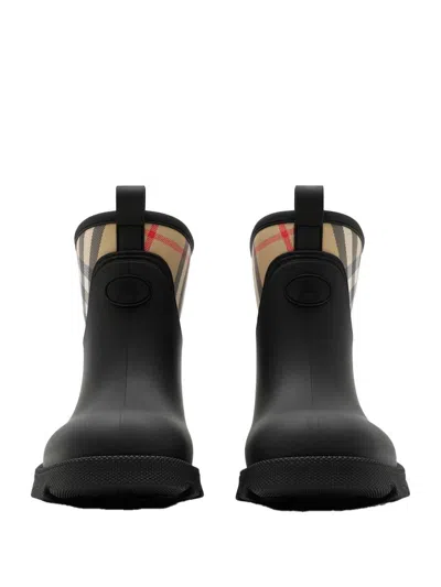 Burberry Patterned Check Pull Tabs Rubber Sole Boots