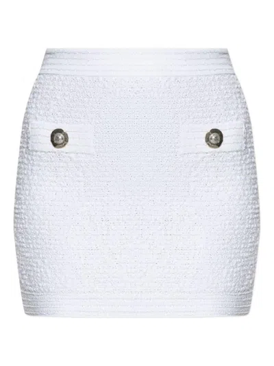 Balmain Cotton Blend Miniskirt Gold-tone Buttons