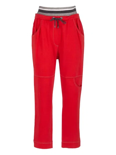 Brunello Cucinelli Lurex-detail Track Pants In Red