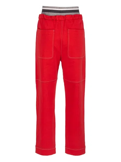 Brunello Cucinelli Lurex-detail Track Pants In Red