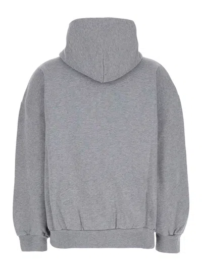 Balenciaga Hooded Cotton Sweatshirt With Kangaroo Pocket In Gray