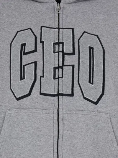Balenciaga Hooded Cotton Sweatshirt With Kangaroo Pocket In Gray