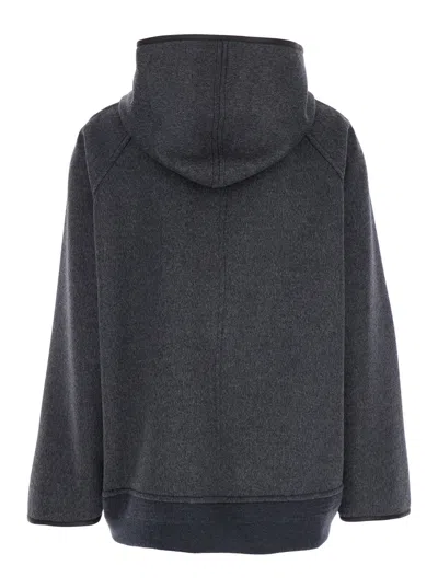 Bottega Veneta Women Double Face Wool Hooded Blouson With Leather Piping