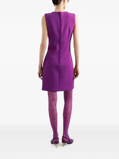 Dolce & Gabbana Wool Mini Dress In Purple
