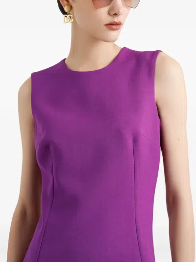 Dolce & Gabbana Wool Mini Dress In Purple