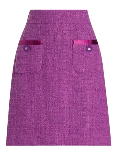 Dolce & Gabbana Textured Mini Skirt In Purple