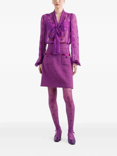 Dolce & Gabbana Textured Mini Skirt In Purple