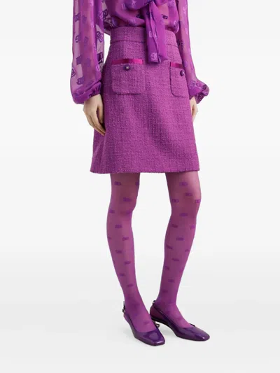 Dolce & Gabbana Textured Mini Skirt In Purple
