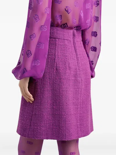 Dolce & Gabbana Textured Mini Skirt In Purple