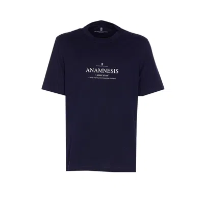 Brunello Cucinelli Men Anamnesis Print Logo T-shirt In Blue
