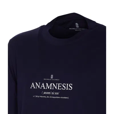 Brunello Cucinelli Men Anamnesis Print Logo T-shirt In Blue