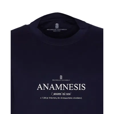 Brunello Cucinelli Men Anamnesis Print Logo T-shirt In Blue