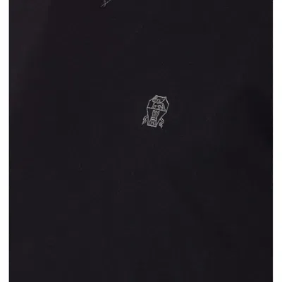 Brunello Cucinelli Logo Crew Neck Cotton T-shirt With Contrast Trim In Black
