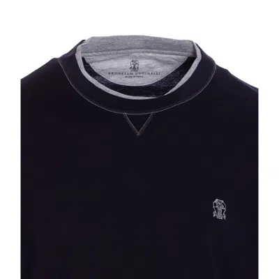 Brunello Cucinelli Logo Crew Neck Cotton T-shirt With Contrast Trim