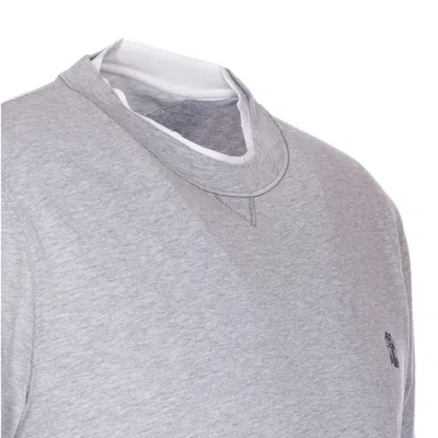 Brunello Cucinelli Layered Crewneck T-shirt Stitch Detailing In Gray