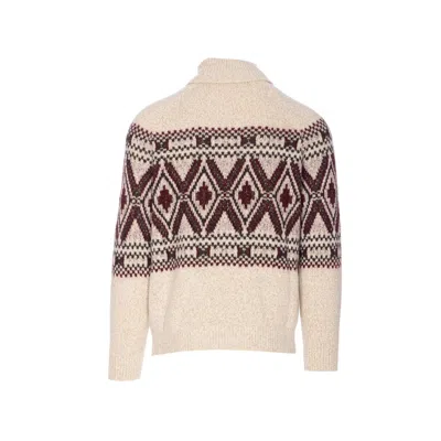 Brunello Cucinelli Geometric Jacquard Turtle Neck Pullover In Neutral