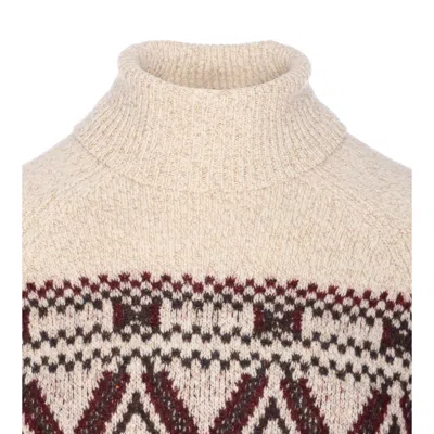 Brunello Cucinelli Geometric Jacquard Turtle Neck Pullover In Neutral