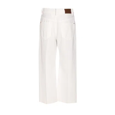 Brunello Cucinelli Women Contemporary Square Denim Pants With Jewel In White