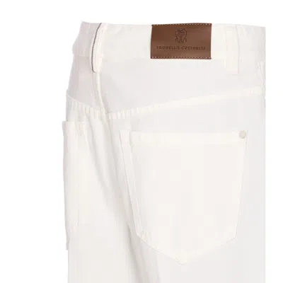 Brunello Cucinelli Women Contemporary Square Denim Pants With Jewel In White