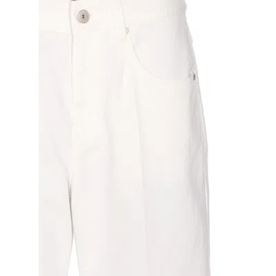 Brunello Cucinelli Women Contemporary Square Denim Pants With Jewel In White