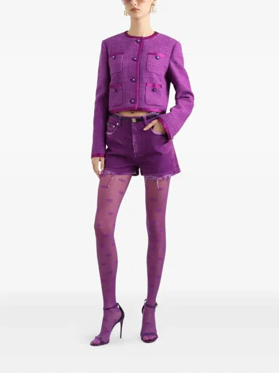 Dolce & Gabbana Violet Cotton Casual Jacket In Purple