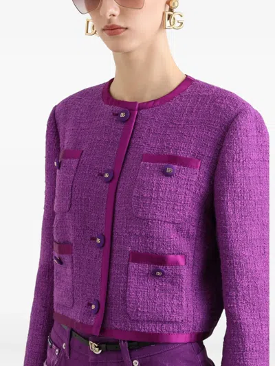 Dolce & Gabbana Violet Cotton Casual Jacket In Purple