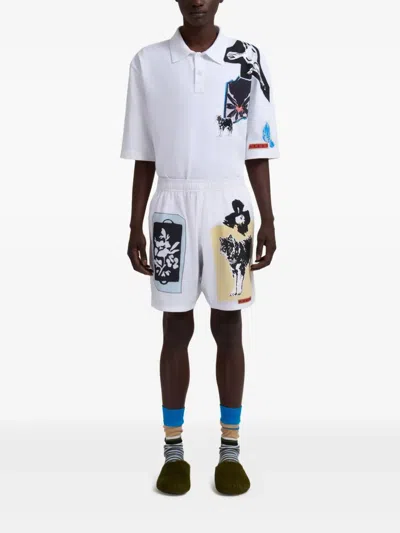 Marni Graphic-print Shorts In White