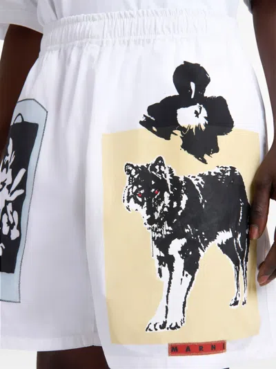 Marni Graphic-print Shorts In White