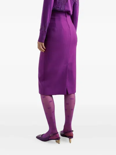 Dolce & Gabbana Virgin Wool Midi Skirt In Purple