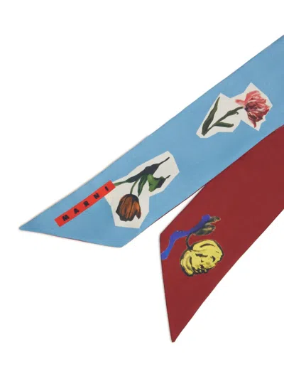Marni Floral-print Silk Scarf In Black