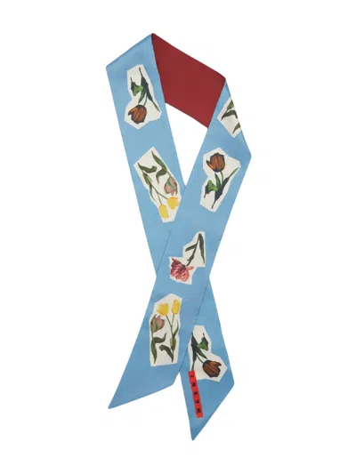 Marni Floral-print Silk Scarf In Black