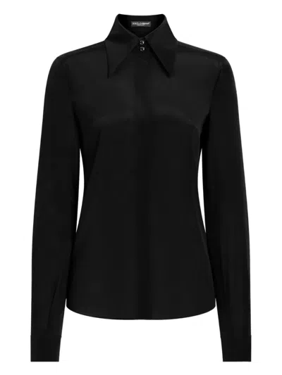 Dolce & Gabbana Pointed-collar Shirt In Black